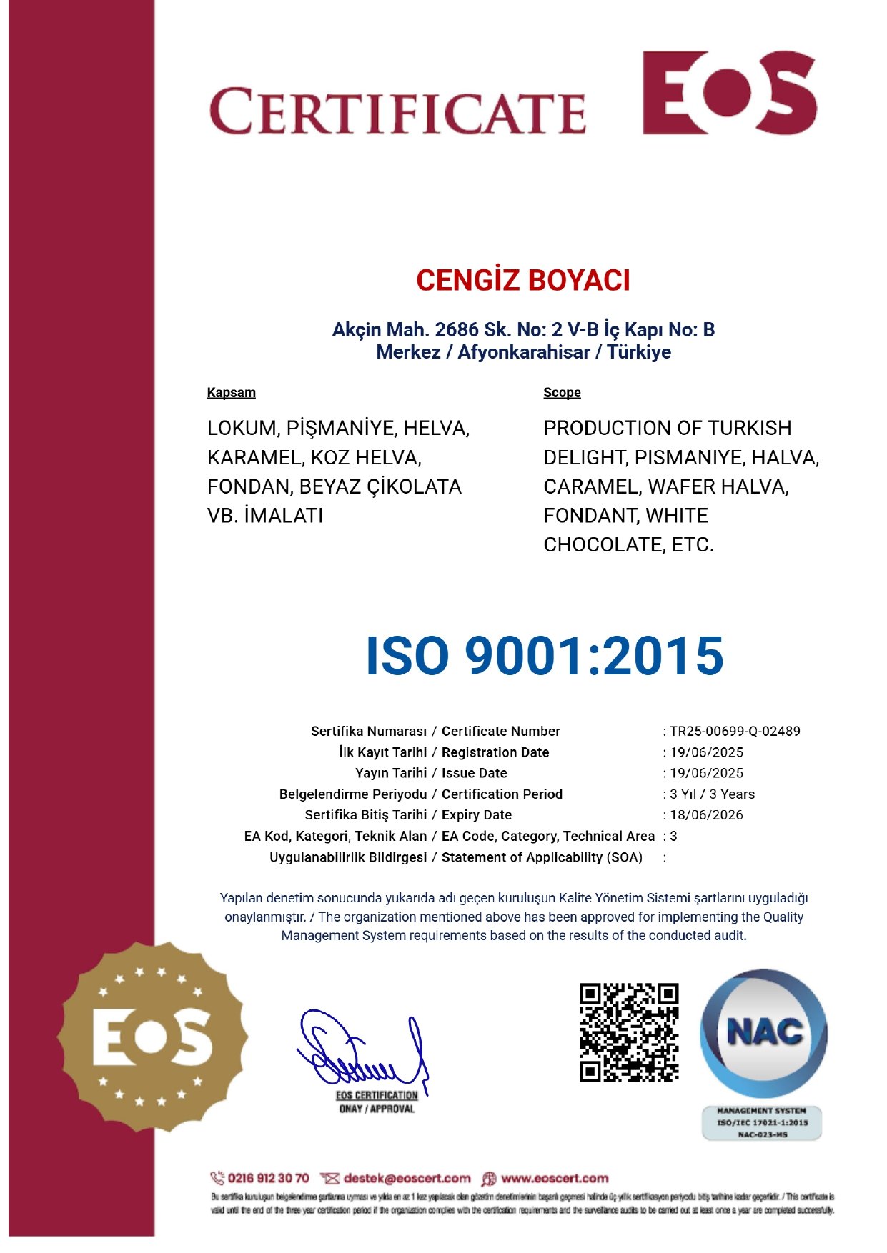 ISO 9001 Belgesi